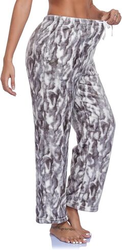 RONGTAI ليوبارد طباعة السراويل للنساء لينة الفانيلا Pj قيعان عادية دافئة مع جيوب الرباط بنطلون S-XXL in Kuwait