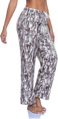 RONGTAI ليوبارد طباعة السراويل للنساء لينة الفانيلا Pj قيعان عادية دافئة مع جيوب الرباط بنطلون S-XXL in Kuwait