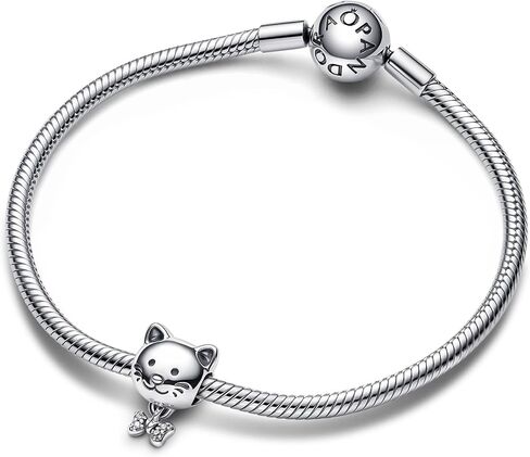 Pandora Pet Cat & Bow Charm - أساور اللحظات المتوافقة - مجوهرات للنساء - هدية للنساء في حياتك - مصنوعة من الفضة الاسترليني والزركونيا المكعبة in Kuwait