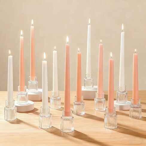 Clear Glass Taper Candle Holders Set of 12, Small Tapered Candlestick Holders in Bulk, Modern Short Candle Sticks for Dining Table Centerpiece Wedding Christmas Party & Holiday Decorations in Saudi Arabia