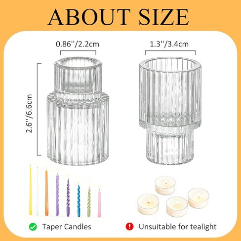 Clear Glass Taper Candle Holders Set of 12, Small Tapered Candlestick Holders in Bulk, Modern Short Candle Sticks for Dining Table Centerpiece Wedding Christmas Party & Holiday Decorations in Saudi Arabia