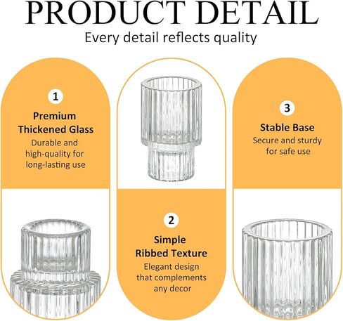 Clear Glass Taper Candle Holders Set of 12, Small Tapered Candlestick Holders in Bulk, Modern Short Candle Sticks for Dining Table Centerpiece Wedding Christmas Party & Holiday Decorations in Saudi Arabia