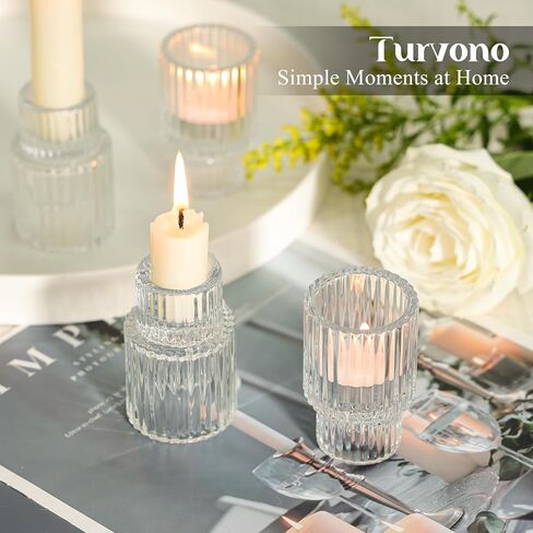 Clear Glass Taper Candle Holders Set of 12, Small Tapered Candlestick Holders in Bulk, Modern Short Candle Sticks for Dining Table Centerpiece Wedding Christmas Party & Holiday Decorations in Saudi Arabia