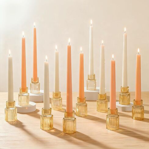 Clear Glass Taper Candle Holders Set of 12, Small Tapered Candlestick Holders in Bulk, Modern Short Candle Sticks for Dining Table Centerpiece Wedding Christmas Party & Holiday Decorations in Saudi Arabia