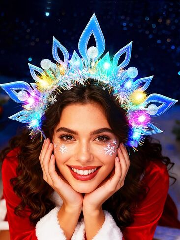 Urieo Christmas Light Up Headband LED Halo Headbands Holiday Hair Accessories for Women in Saudi Arabia