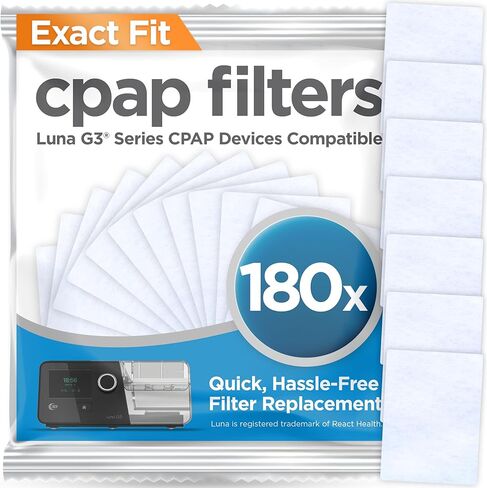مرشحات resplabs CPAP المتوافقة مع جهاز React Health Luna G3 (عبوة من 60 قطعة) in Kuwait