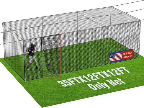Baseball Batting Cage Nets, 35'L/55'L/70'L Baseball and Softball Cage Netting, Enclosed HDPE #42 Netting Batting Cages for Backyard and Indoor (NET ONLY) in Saudi Arabia