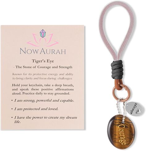 حجر عين النمر للشجاعة وتخفيف القلق - كريستال شفاء طبيعي محمول - أداة تأمل للطاقة الإيجابية والحظ السعيد والاسترخاء الواعي - هدايا فريدة للنساء والرجال in Kuwait