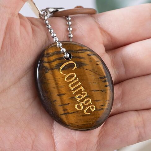 حجر عين النمر للشجاعة وتخفيف القلق - كريستال شفاء طبيعي محمول - أداة تأمل للطاقة الإيجابية والحظ السعيد والاسترخاء الواعي - هدايا فريدة للنساء والرجال in Kuwait