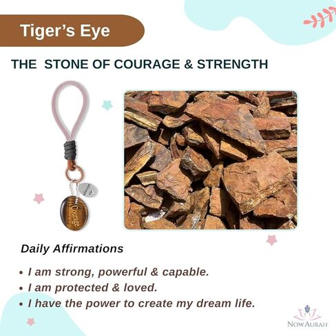 حجر عين النمر للشجاعة وتخفيف القلق - كريستال شفاء طبيعي محمول - أداة تأمل للطاقة الإيجابية والحظ السعيد والاسترخاء الواعي - هدايا فريدة للنساء والرجال in Kuwait