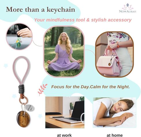 حجر عين النمر للشجاعة وتخفيف القلق - كريستال شفاء طبيعي محمول - أداة تأمل للطاقة الإيجابية والحظ السعيد والاسترخاء الواعي - هدايا فريدة للنساء والرجال in Kuwait