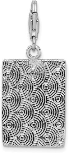 Solid 925 Sterling Silver Polished Picture Frame Lobster Clasp Charm (0.59 x 1.65 Inches) in Saudi Arabia