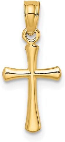 10K Gold Polished Beveled Cross w/Round tips Charm Pendant in Saudi Arabia