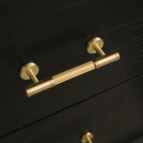 Pulls,Cabinet Handles, Vertical Lines Solid Brass Drawer Knobs T Bar Handle Bedroom Pulls Kitchen Cabinet Door Pull in Kuwait