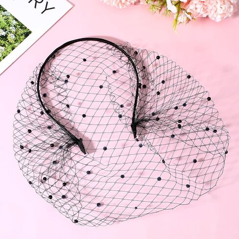 2 قطعة عقال الحجاب الأسود ، 1920s شبكة قفص العصافير الحجاب ، الحجاب خمر العرائس للنساء حفل زفاف الفاسناتور الهالوين in Kuwait