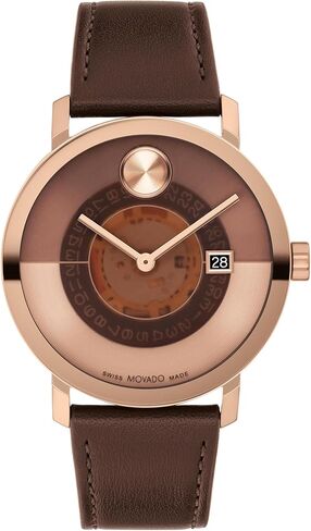 Movado Bold Evolution 2.0 Men's Luxury Quartz Watch - Swiss Movement, Leather Strap - Water Resistance 30 Meters (3ATM) - Classic Timepiece - Gift for Him - 40mm in Saudi Arabia