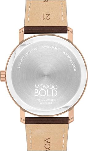 Movado Bold Evolution 2.0 Men's Luxury Quartz Watch - Swiss Movement, Leather Strap - Water Resistance 30 Meters (3ATM) - Classic Timepiece - Gift for Him - 40mm in Saudi Arabia