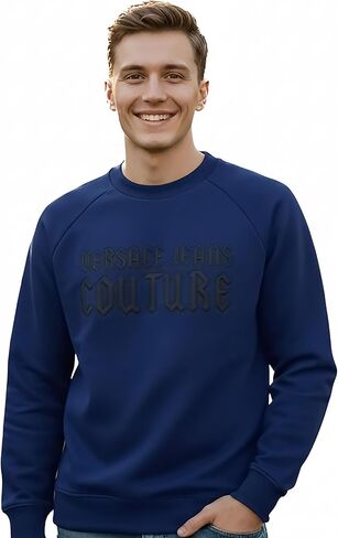 Versace Jeans Couture Steel Blue Cotton Mens Sweatshirt in Saudi Arabia