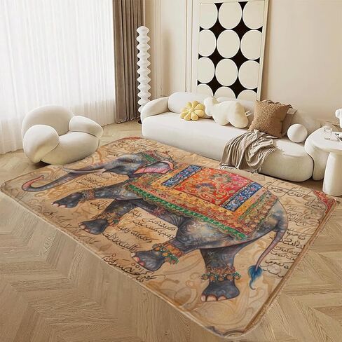 African Tribal Bohemian Elephant Mandala Floral Rug - Non-Slip, Soft, Washable - Home, Dining, Living, Bedroom, Bathroom - Exotic Style - 24x36 Inch in Saudi Arabia