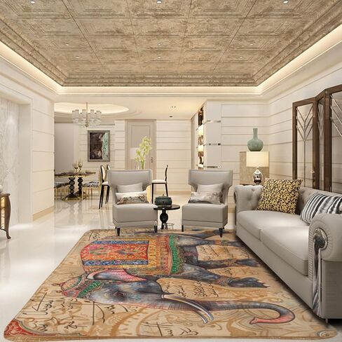 African Tribal Bohemian Elephant Mandala Floral Rug - Non-Slip, Soft, Washable - Home, Dining, Living, Bedroom, Bathroom - Exotic Style - 24x36 Inch in Saudi Arabia