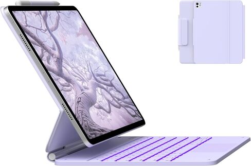 typecase Edge Keyboard Case for 2024 iPad Air 13-inch (M2) and iPad Pro 12.9,11-Colors Backlight,Built-in Trackpad,Function Row,Light & Thin,Light Pink in Kuwait