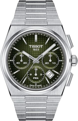 Tissot PRX Automatic Chronograph, Swiss Automatic Watch for Men, Stainless Steel Case and Bracelet, 42 mm, Green Dial, T1374271109100 in Saudi Arabia