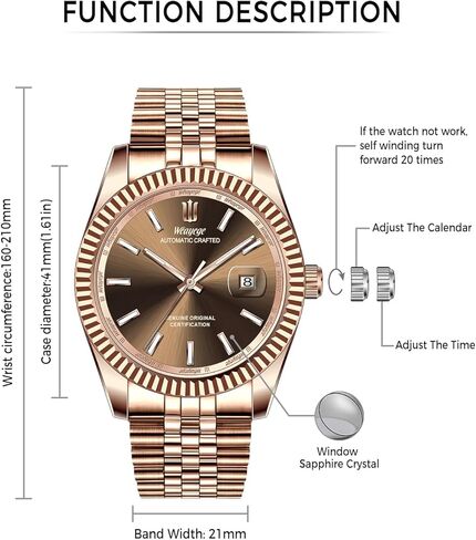 Men's Automatic Mechanical Watch,Simple Stainless Steel Luxury Business Waterproof Watch,with Date Display,Self-Winding in Saudi Arabia
