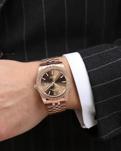 Men's Automatic Mechanical Watch,Simple Stainless Steel Luxury Business Waterproof Watch,with Date Display,Self-Winding in Saudi Arabia