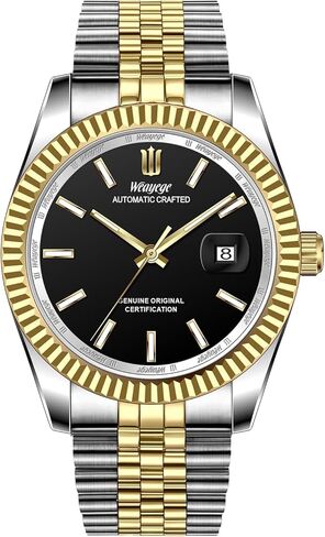 ساعة ميكانيكية أوتوماتيكية للرجال، ساعة عمل فاخرة بسيطة من الفولاذ المقاوم للصدأ مقاومة للماء، مع عرض التاريخ، ذاتية الملء in Kuwait