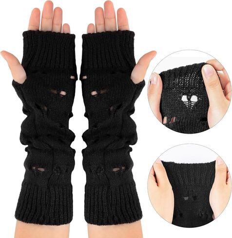 Fairy Grunge Gloves Accessories Fingerless Punk Ripped Long Sleeve Arm Warmers Emo Goth Gyaru Accessories Cottagecore in Saudi Arabia