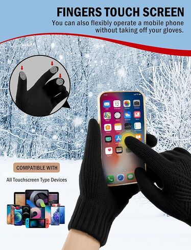 AURUZA Thermal Gloves for Women Touch Screen Knit Stretchy Gloves for Outdoor Activities Skiing Hiking Work and Running in Saudi Arabia