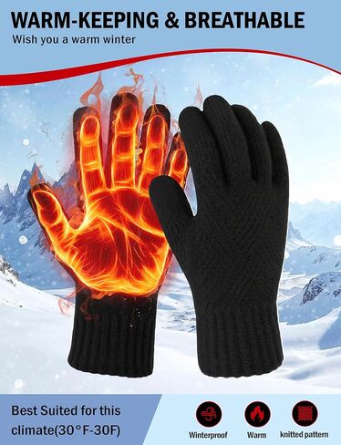AURUZA Thermal Gloves for Women Touch Screen Knit Stretchy Gloves for Outdoor Activities Skiing Hiking Work and Running in Saudi Arabia