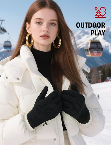 AURUZA Thermal Gloves for Women Touch Screen Knit Stretchy Gloves for Outdoor Activities Skiing Hiking Work and Running in Saudi Arabia