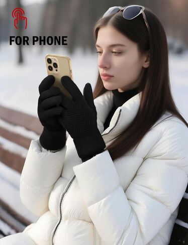 AURUZA Thermal Gloves for Women Touch Screen Knit Stretchy Gloves for Outdoor Activities Skiing Hiking Work and Running in Saudi Arabia