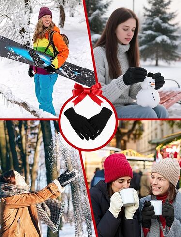 AURUZA Thermal Gloves for Women Touch Screen Knit Stretchy Gloves for Outdoor Activities Skiing Hiking Work and Running in Saudi Arabia