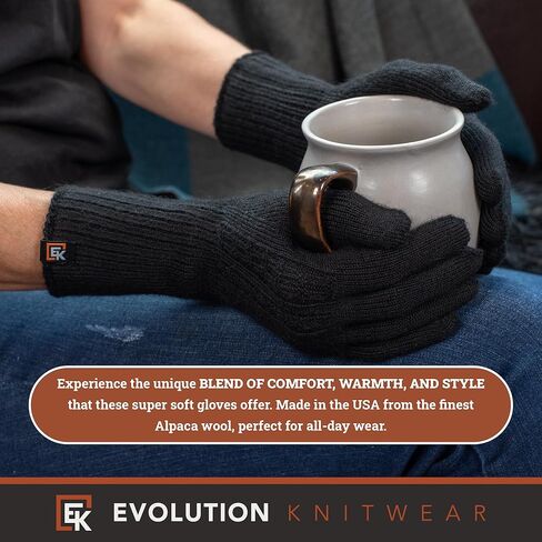 Evolution Knitwear Alpaca Cable Knit Gloves - Made in the USA - Super Soft Baby Alpaca - Small in Saudi Arabia