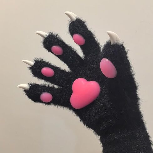 Fursuit Fluorescence Paws Gloves with Pink Pads Luminous ver, Kigurumi paws, White Plush Kig Style in Saudi Arabia