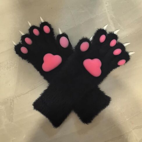 Fursuit Fluorescence Paws Gloves with Pink Pads Luminous ver, Kigurumi paws, White Plush Kig Style in Saudi Arabia
