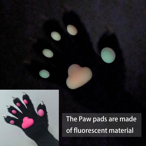 Fursuit Fluorescence Paws Gloves with Pink Pads Luminous ver, Kigurumi paws, White Plush Kig Style in Saudi Arabia