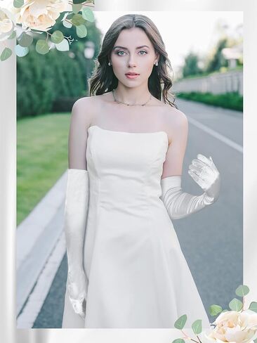 Zhanmai 3 Pairs Long Opera Party Gloves for Women 1920s Satin White Gloves for Wedding Tea Party Cosplay Costume Banquet in Saudi Arabia