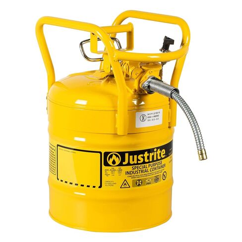Justrite AccuFlow 7350110 Type II Galvanized Steel Transport and Dispensing Flammable Safety Can with 5/8" Flexible Spout, 5 Gallon Capacity, Red in Saudi Arabia