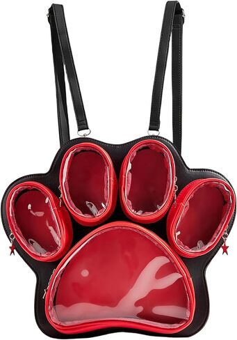 حقيبة ظهر Cat Paw Ita Kawaii اللطيفة من Ita Display حقيبة ظهر مع جيب شفاف وحقيبة كتف جمالية (وردي + أبيض) in Kuwait