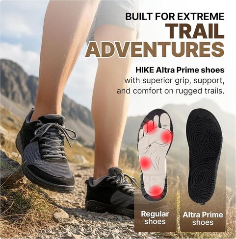 Hike Footwear Hike AltraPrime – Premium Leather & Pain-Free Barefoot Hiking Shoes, Hiking Boots for Women Men, Wide Toe Daily Wear Walking Shoes in Saudi Arabia
