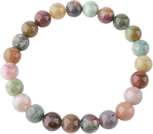 Anagha Jewels أحجار كريمة طبيعية مصنوعة يدويًا أحجار كريمة شبه ثمينة 8 مم خرز دائري قابل للتمدد 7.5 بوصة للجنسين، طاقة كريستال شاكرا ريكي للشفاء سوار مرن in Kuwait
