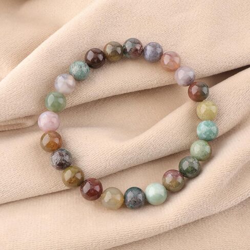 Anagha Jewels أحجار كريمة طبيعية مصنوعة يدويًا أحجار كريمة شبه ثمينة 8 مم خرز دائري قابل للتمدد 7.5 بوصة للجنسين، طاقة كريستال شاكرا ريكي للشفاء سوار مرن in Kuwait
