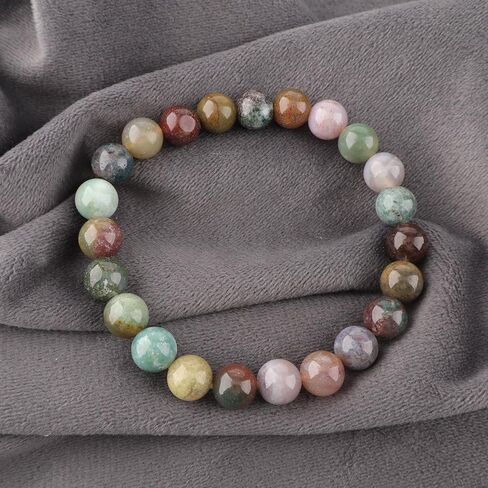 Anagha Jewels أحجار كريمة طبيعية مصنوعة يدويًا أحجار كريمة شبه ثمينة 8 مم خرز دائري قابل للتمدد 7.5 بوصة للجنسين، طاقة كريستال شاكرا ريكي للشفاء سوار مرن in Kuwait