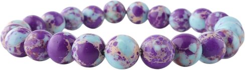 Anagha Jewels أحجار كريمة طبيعية مصنوعة يدويًا أحجار كريمة شبه ثمينة 8 مم خرز دائري قابل للتمدد 7.5 بوصة للجنسين، طاقة كريستال شاكرا ريكي للشفاء سوار مرن in Kuwait
