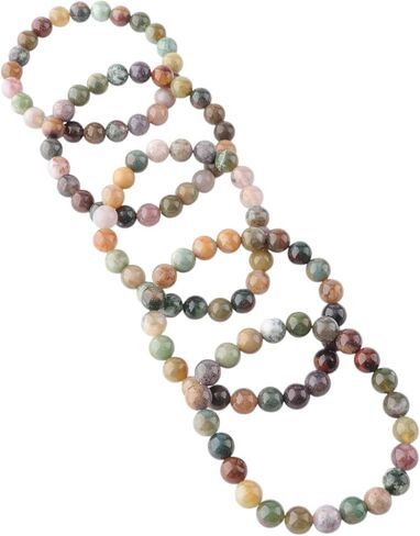 Anagha Jewels أحجار كريمة طبيعية مصنوعة يدويًا أحجار كريمة شبه ثمينة 8 مم خرز دائري قابل للتمدد 7.5 بوصة للجنسين، طاقة كريستال شاكرا ريكي للشفاء سوار مرن in Kuwait