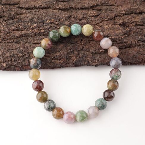 Anagha Jewels أحجار كريمة طبيعية مصنوعة يدويًا أحجار كريمة شبه ثمينة 8 مم خرز دائري قابل للتمدد 7.5 بوصة للجنسين، طاقة كريستال شاكرا ريكي للشفاء سوار مرن in Kuwait