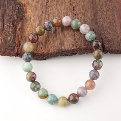 Anagha Jewels أحجار كريمة طبيعية مصنوعة يدويًا أحجار كريمة شبه ثمينة 8 مم خرز دائري قابل للتمدد 7.5 بوصة للجنسين، طاقة كريستال شاكرا ريكي للشفاء سوار مرن in Kuwait